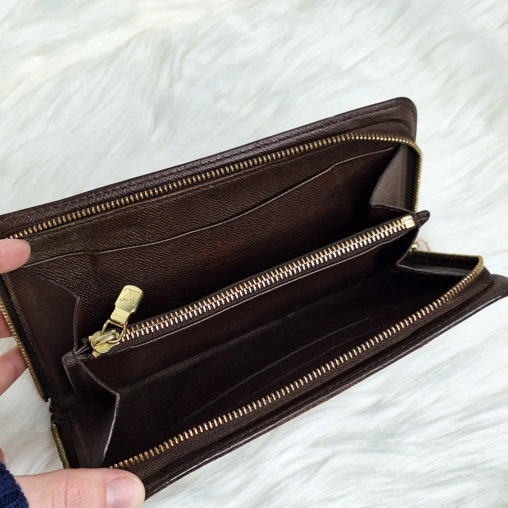 LOUIS VUITTON Zippy Damier Long Zipper Wallet LV Brown